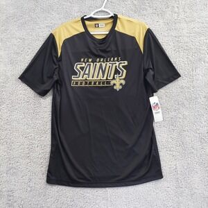 New Orleans Saints Short Sleeve Shirt Mens Large NFL Team Apparel NWT Black Gold